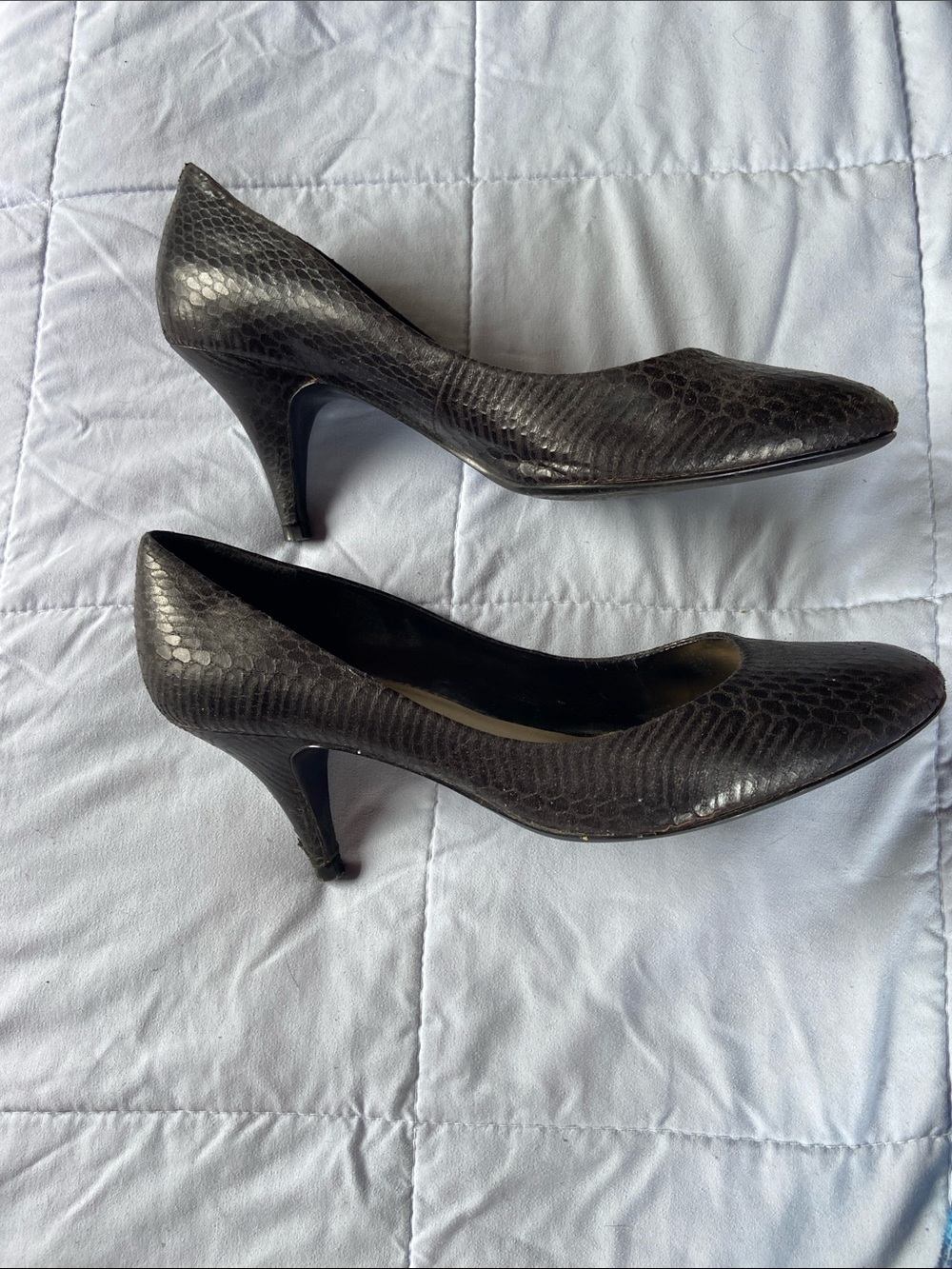 Nine West Black Snake-Embossed Pointed-Toe Pumps